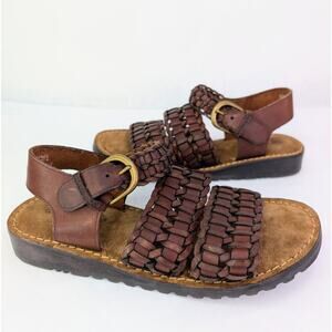G H Bass Heritage Collection Chocolate Brown Woven Leather Sandals 9M EUC